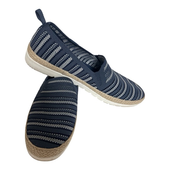 Bobs Women’s Flexpadrille Moon Edge Slip On Navy Stripes Size 8.5 - Picture 1 of 6